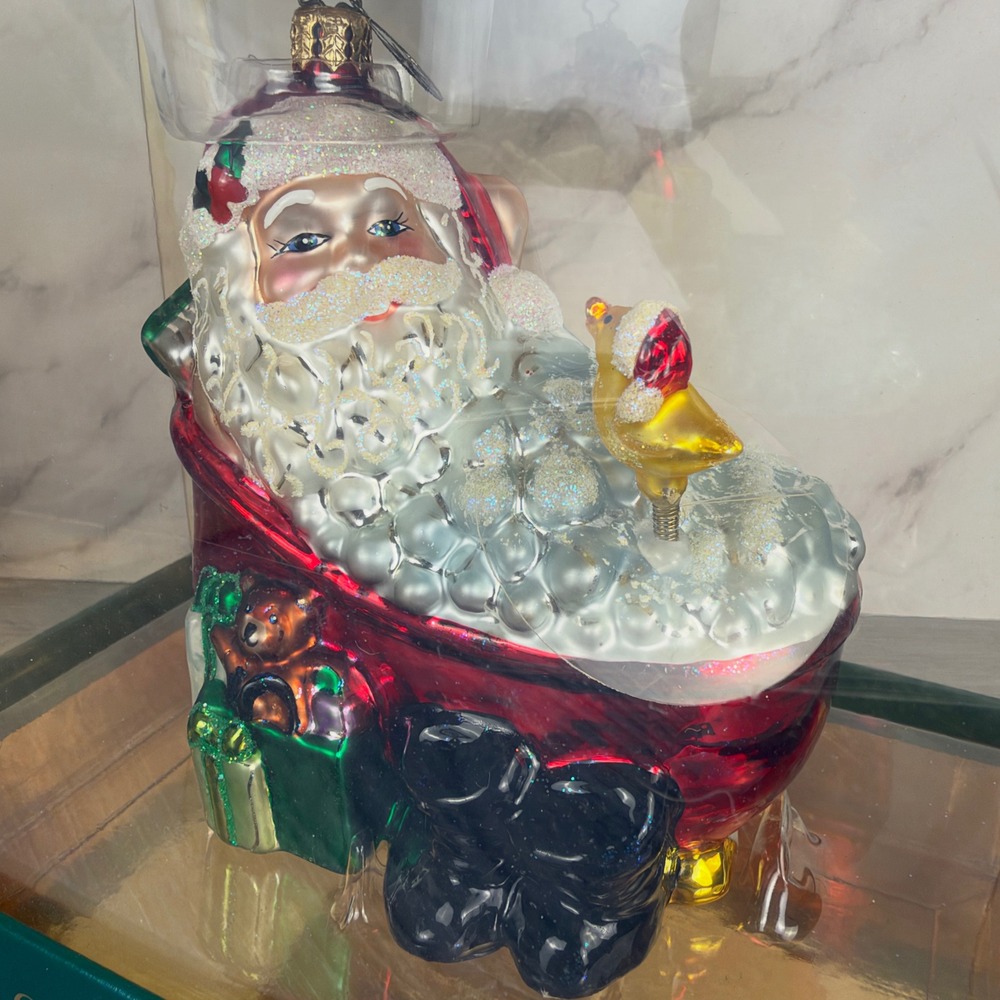 Christopher Radko Ornament Twas the Night After Christmas Santa Bathtub Limited